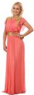 Ruffle Sleeves Long Formal Bridesmaid Dress with Sequins in Coral